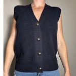 H&M  Preppy Blue Rib-Knit Button-up Sweater Vest Size Small Photo 3