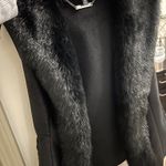 Black Leather / Fur Vest Size XS Photo 3