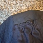 Banana Republic  Navy Blue V Neck Long Sleeve Ruffled Shoulder Top Women's Size S Photo 4