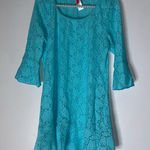 Betsey Johnson  Medium Blue Lace Swim Cover Dress 3/4 Sleeve Length‎ Photo 0