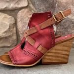 Miz Mooz  Red Brown Strappy
Heeled Leather Kipling Wedge Sandal Photo 1