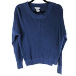 Sweet Romeo  Womens Sweater Soft Oversized Waffle Knit Scoop Neck Blue Size XS Photo 0