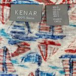 Kenar  Red White Blue Sail Boat Nautical Print Linen Tank Top Size S Photo 3