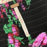 Free People  Close To You Black Floral Print Milkmaid Blouse Women’s Size XS Photo 3