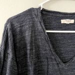 Madewell navy blue dark long sleeved top cropped v-neck shirt soft comfortable Photo 1