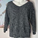 Joe Fresh Marled Black White V-Neck Knit Stretch Pullover Sweater Size M Photo 0