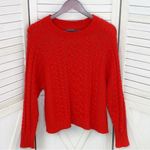Aerie Cable Knit Crewneck Crop Sweater Red Small Photo 6