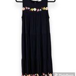Loft  size small women's black sleeveless dress embroidered floral accents casual Photo 0