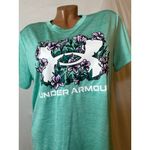 Under Armour  Floral Logo Tee L Mint Green Sporty Soft Performance Top Photo 2