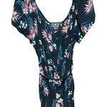 City Chic  Black Floral Palm‎ Button Front Off the Shoulder Romper Plus Size 24 Photo 0