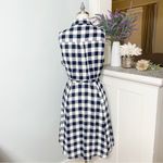 Banana Republic  Gingham Plaid Shirtdress Navy Blue Gray White Dress 8 Photo 5