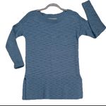 Lou & grey  Blue Wool Blend Sweater Size SM Tunic Style slit Sides Boat Neck L/S Photo 0