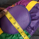 80s Vintage Samir Leather Colorful Pink Patchwork Crossbody Bag Purse Retro Funky RARE USA Made Measurement in pictures Purple Photo 5