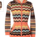 Missoni Cotton Rayon Knit Chevron Print Zip Up Hoody Cardigan Sweater S Photo 1