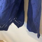 Roller Rabbit  Navy Blue Open Knit Collared Sweater Size Large Photo 2