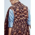 Anthropologie NWT Plenty By Tracy Reese Canton Brown Wool Southwest Fringe Vest Size M/L Photo 2