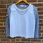 Alfred Dunner L Women top jewel/rhinestone Black/white short sleeve layered look Black Size L Photo 4