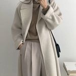 Wool coat long Heather Gray womens belted collar jacket Size XS Photo 3