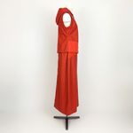 Vintage 90’s Coated Nylon Quilted Coord Top & Skirt in Red Photo 2