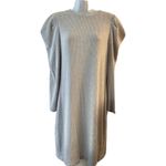 EXPRESS Gray Puff Long Sleeve Mini Bodycon Rib Knit Sweater Dress sz M Crew Neck Photo 1