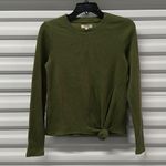 Madewell  Elwood Knot Front Top Womens XS Green Long Sleeve Crew Neck Sweater Photo 2