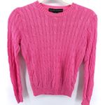 Ralph Lauren Black Label Pink Cable Knit Crewneck Long Sleeve Silk Sweater Small Photo 2