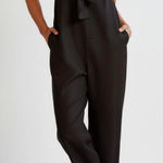 Anthropologie HUTCH x  Satin Bow-Tie Jumpsuit, Black, Small Photo 0