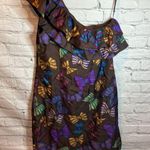 Britt Ryan Size 4 One Shoulder 100% Silk Brown Dress with Bows & Ruffle NWOT Photo 6