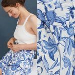 H&M NWT Blue/White Floral Paper Zip Fly Bag High Waisted Pleated Shorts 4 Photo 3