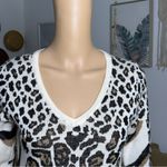 Venus beige & black leopard & cheetah print long sleeve mini sweater dress SZ S Photo 3
