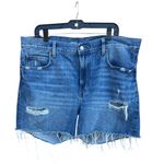 Old Navy  Women's Distressed Blue Jean Shorts High Rise Slouchy Straight size 16 Photo 8