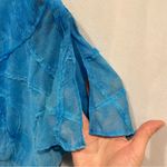 Beautiful Y2K K Studio aqua blue button collar babydoll flowy stitched trim top Size 14 Photo 1
