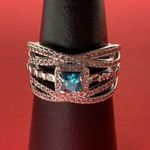 Bomb Party RBP5270 “Stay Flirty” Aqua Blue CZ on Rhodium Plating Size 8 Ring NWT Photo 0