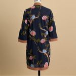Tolani  Romance Blooms Floral Embroidered Cotton Short Kimono Navy/Pink S/M Photo 1