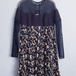 Mary D'aloia Black Long Sleeve Mesh Embroidered Applique Dress Size 4 Photo 0