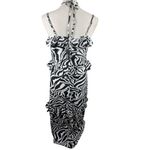 bigHit Zebra Print Halter Maxi Dress Ruffle Trim Sleeveless Black White M Black Size M Photo 1