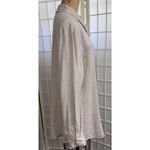 Flax  Organic Minimalist Quiet Luxury Natural Linen Shimmer Long Sleeve Blouse Lg Photo 1