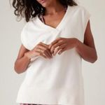 Athleta XL Retroterry V-Neck Sweatshirt Tee Sleeveless Cream Ivory Photo 3