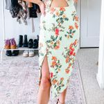Lovers + Friends Light Green Floral Cut Out Midi Dress Photo 3