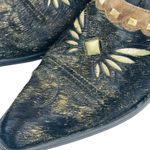 Sonora Hair On Hide Western Mules Sz 6 Black Gold Leather Cowgirl Heels Boho Photo 3