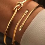 Gold Knot Cuff & Twisted Cable Cuff Bracelet Set Photo 0