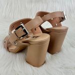 Women's AMS Sarah Silver Grommet Accent Slingback Block Heel Sandals Nude Size 9 Tan Photo 4