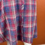 Reba  Red and Blue Buttoned Midi Dress Size Large 100% Cotton Side Pockets A1 Photo 6