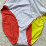 Juicy Couture Scoop Back Coral/Yellow Colorblock One Piece Strappy Swimsuit Photo 4