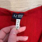 Armani Jeans Women’s Red Ribbed Cutout Twist Viscose Blend Sweater Size 12 Photo 3
