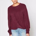 Joie  Womens Maroon Burgundy Sweater Wool Twist Knot Hem Shimmer Knit Pullover XS Photo 6