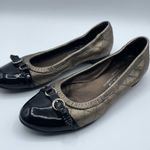 Attilio Giusti Leombruni AGL Monika Quilted Cap Toe Ballet Flat Bronze Black 37 Gold Size 7 Photo 1
