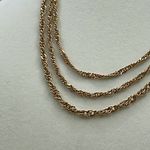 Vintage triple strand twisted flat link chain necklace Gold Photo 1