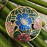 Vintage Cloisonné Hibiscus Flower Earrings Photo 6
