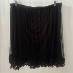 Forever 21 + Black Sheer Overlay Skirt 2x embroidered lace whimsy goth witchy plus Photo 0